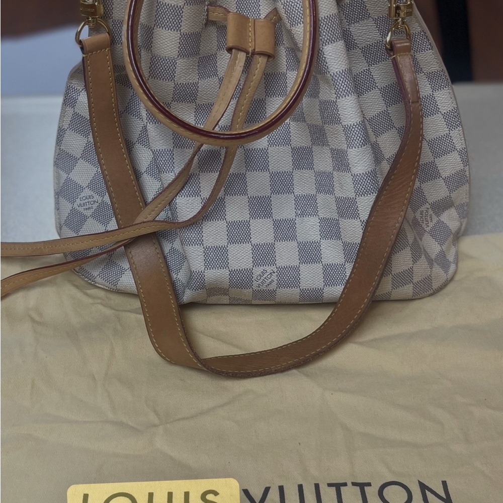Louis Vuitton Damier Azur Shoulder Bag in Tan and White